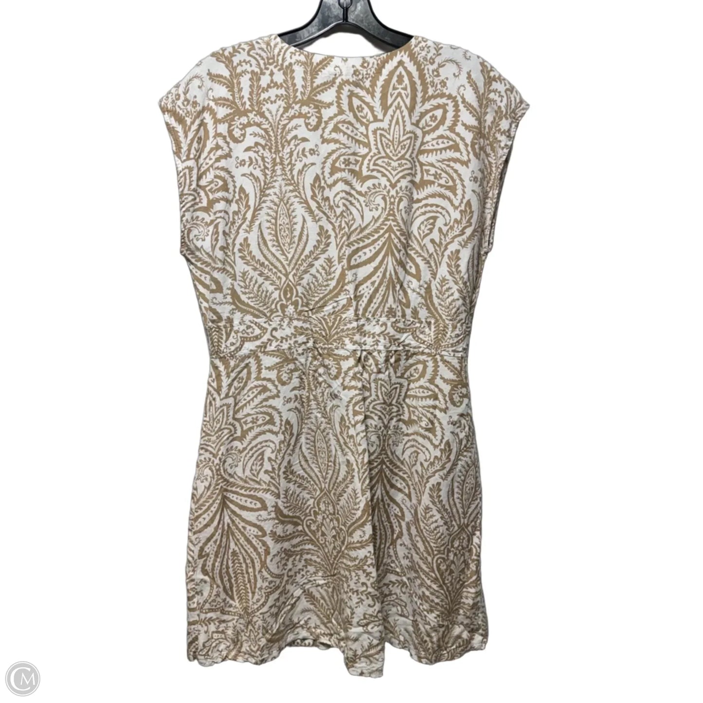 Linen Blend Dress Casual Short By Loft In Tan & White, Size: 8