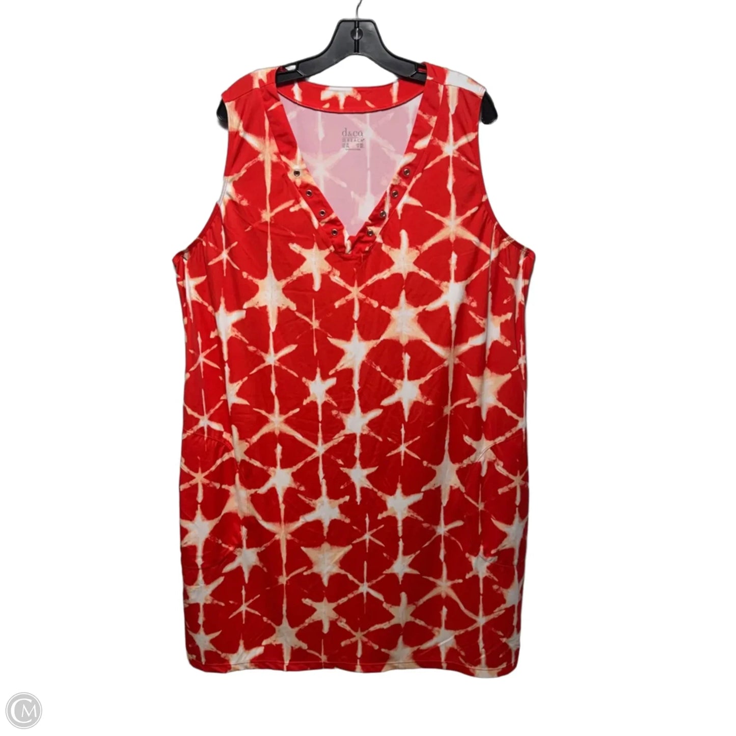 Dress Casual Midi By D&co. Beach In Red & White, Size: 2x