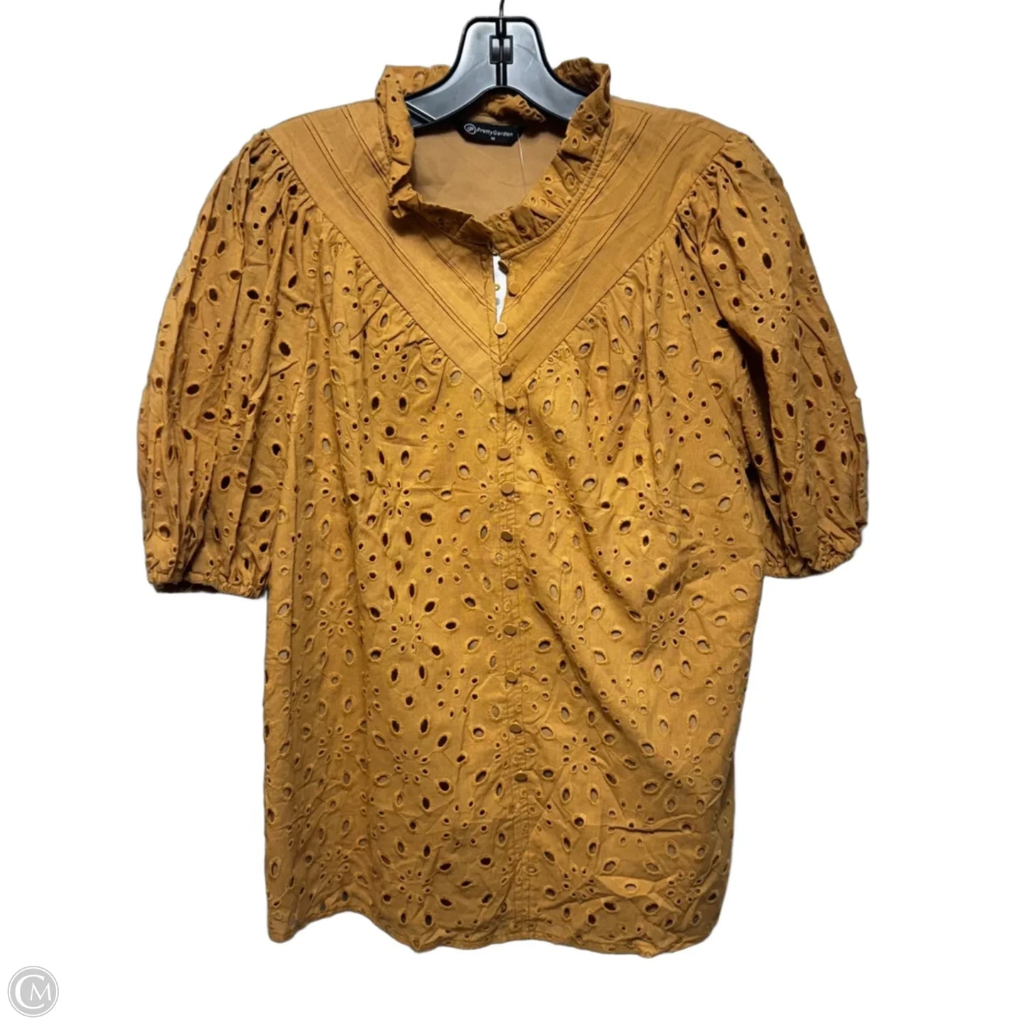 Eyelet Top Short Sleeve By Prettygarden In Tan, Size: M