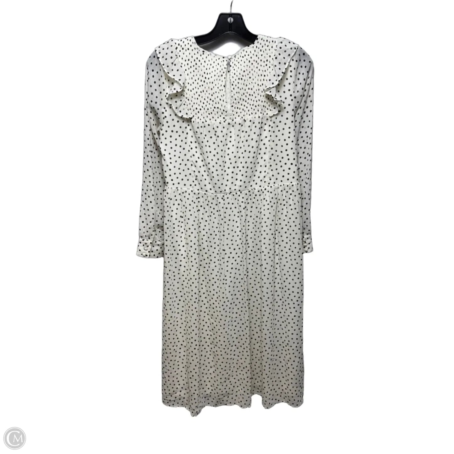 Smocked Ruffle-Shoulder Midi Dress By Madewell In Inkbrush Dots Pattern, Size: S