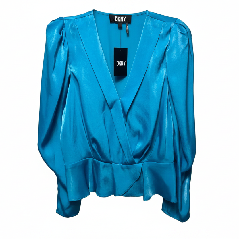 Top Long Sleeve By Dkny In Blue, Size: S