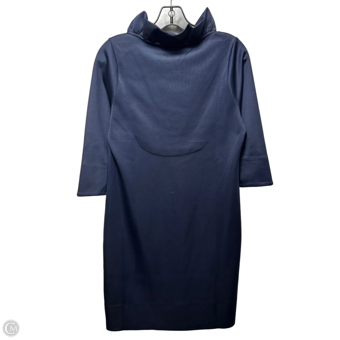 Ruffle Neck Dress Casual Midi By Gretchen Scott In Navy, Size: M