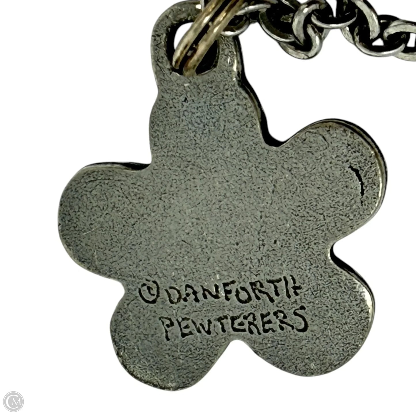 Pewter Necklace With Blue Flower Pendant By Daneforth