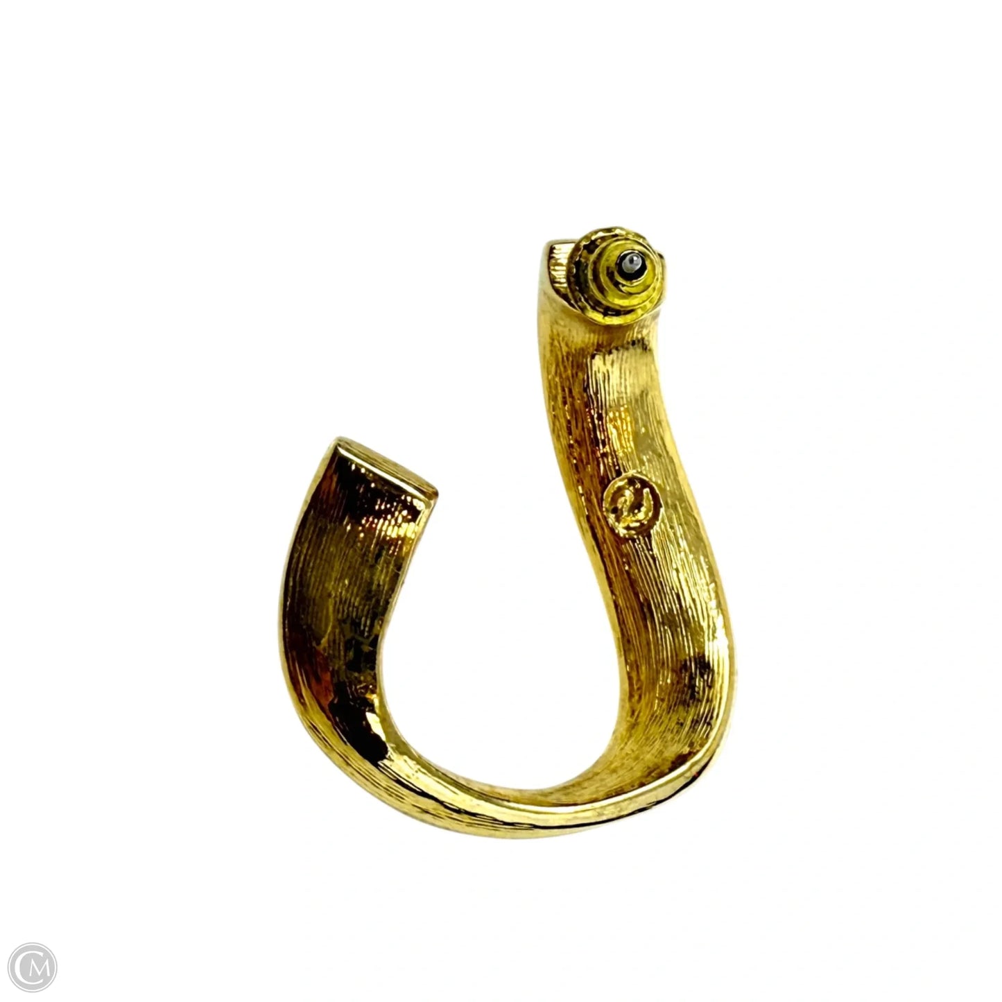 Vintage Crystal Baguette Ribbon Swirl Gold Tone Post Earrings Designer By Swarovski