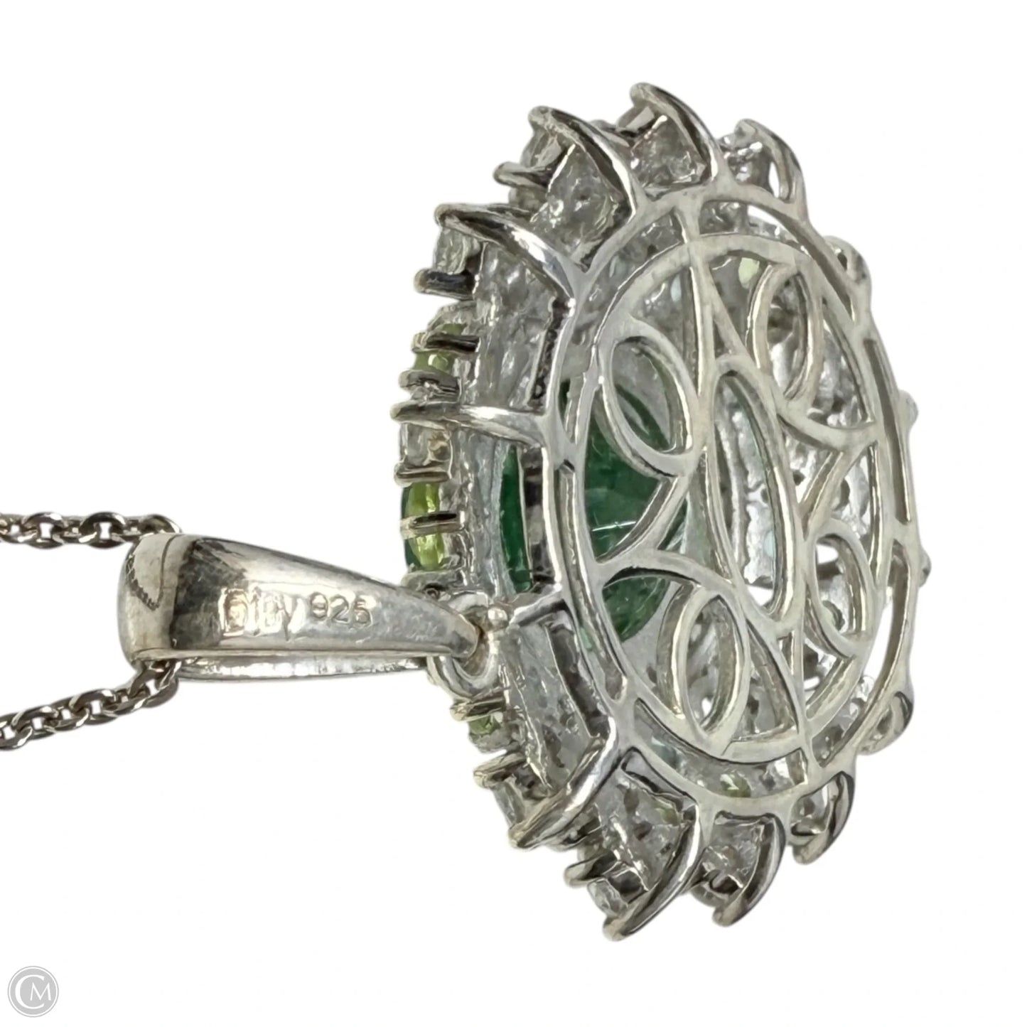 Sterling Silver & Multi-Gemstone Oval Cluster Pendant Necklace By D’Joy