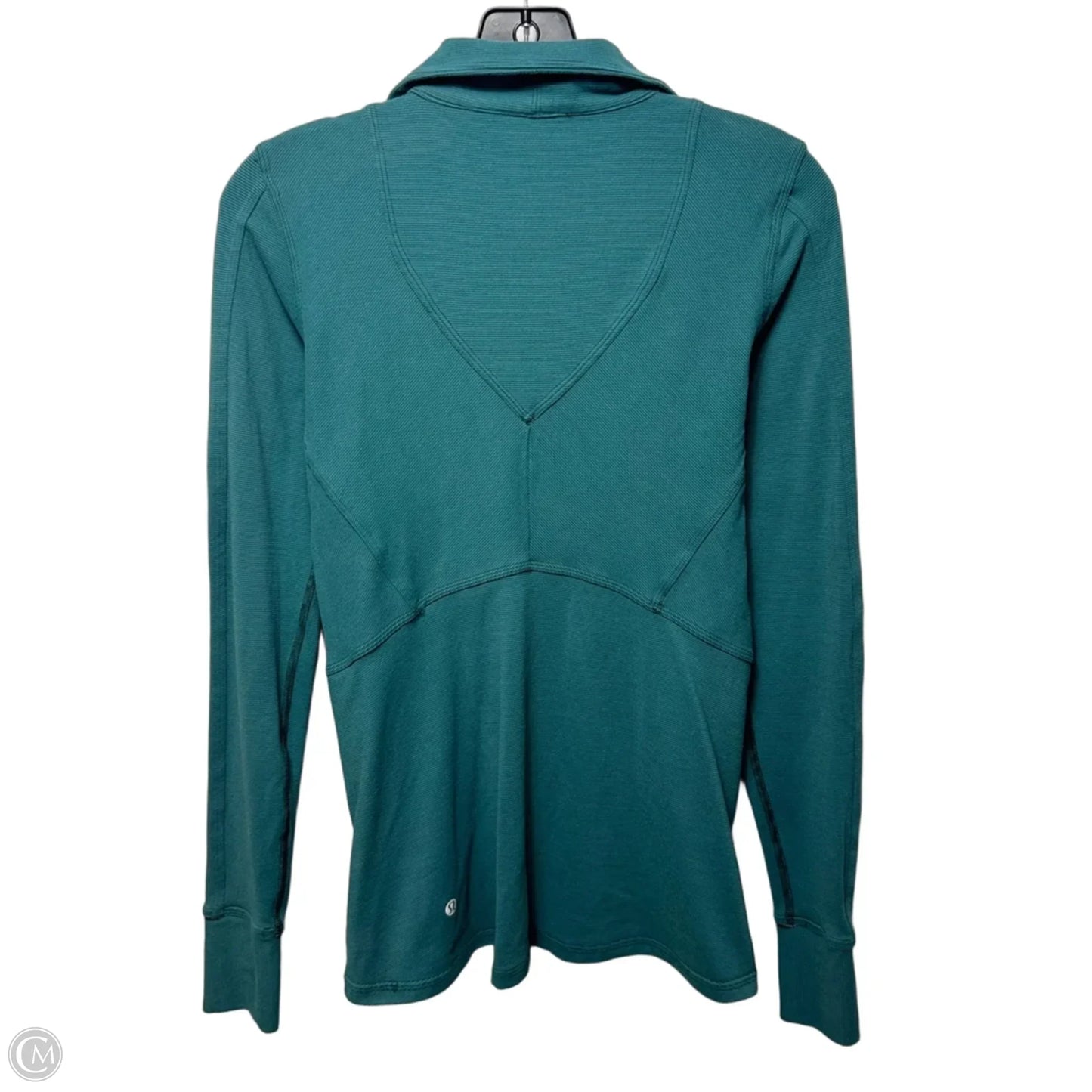 Athletic Top Long Sleeve Collar By Lululemon In Teal, Size: 6