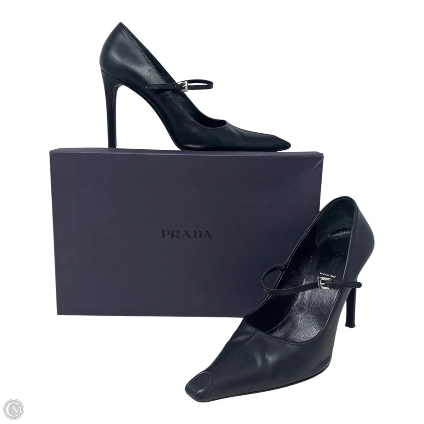 Heels Shoes Luxury Designer By Prada In Black, Size: 10 (IT 40)