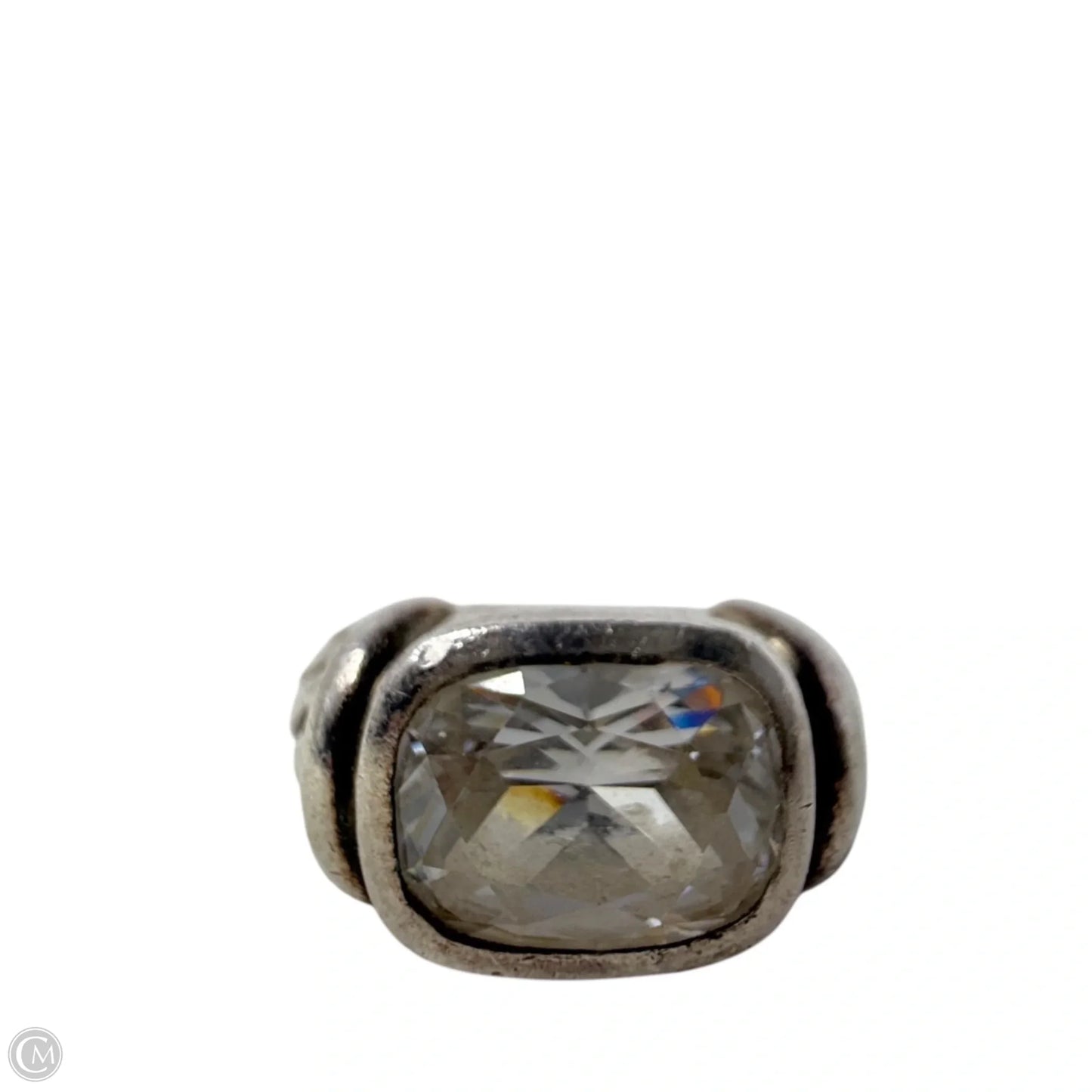 Sterling Silver Square Cubic Zirconia Cable Ring, Size: 5.5