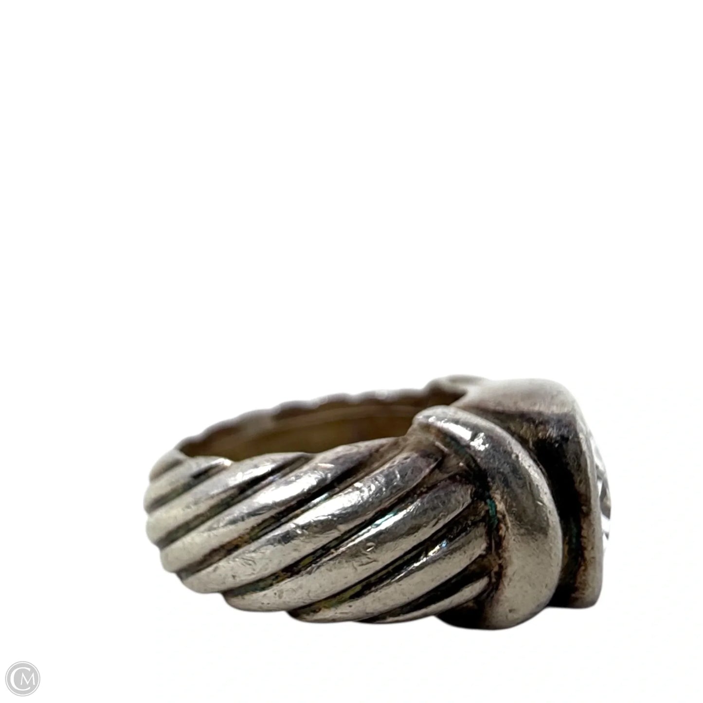 Sterling Silver Square Cubic Zirconia Cable Ring, Size: 5.5