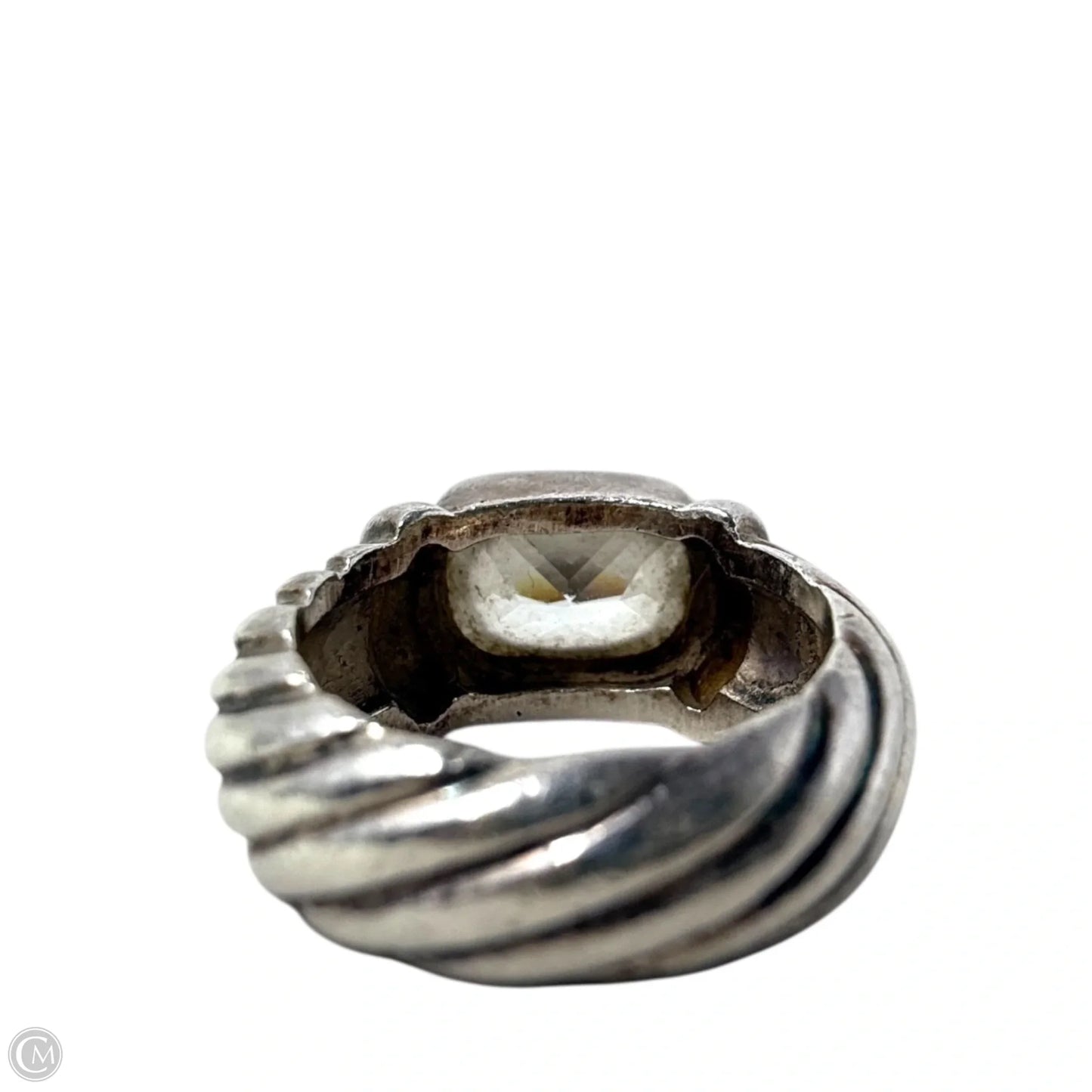 Sterling Silver Square Cubic Zirconia Cable Ring, Size: 5.5