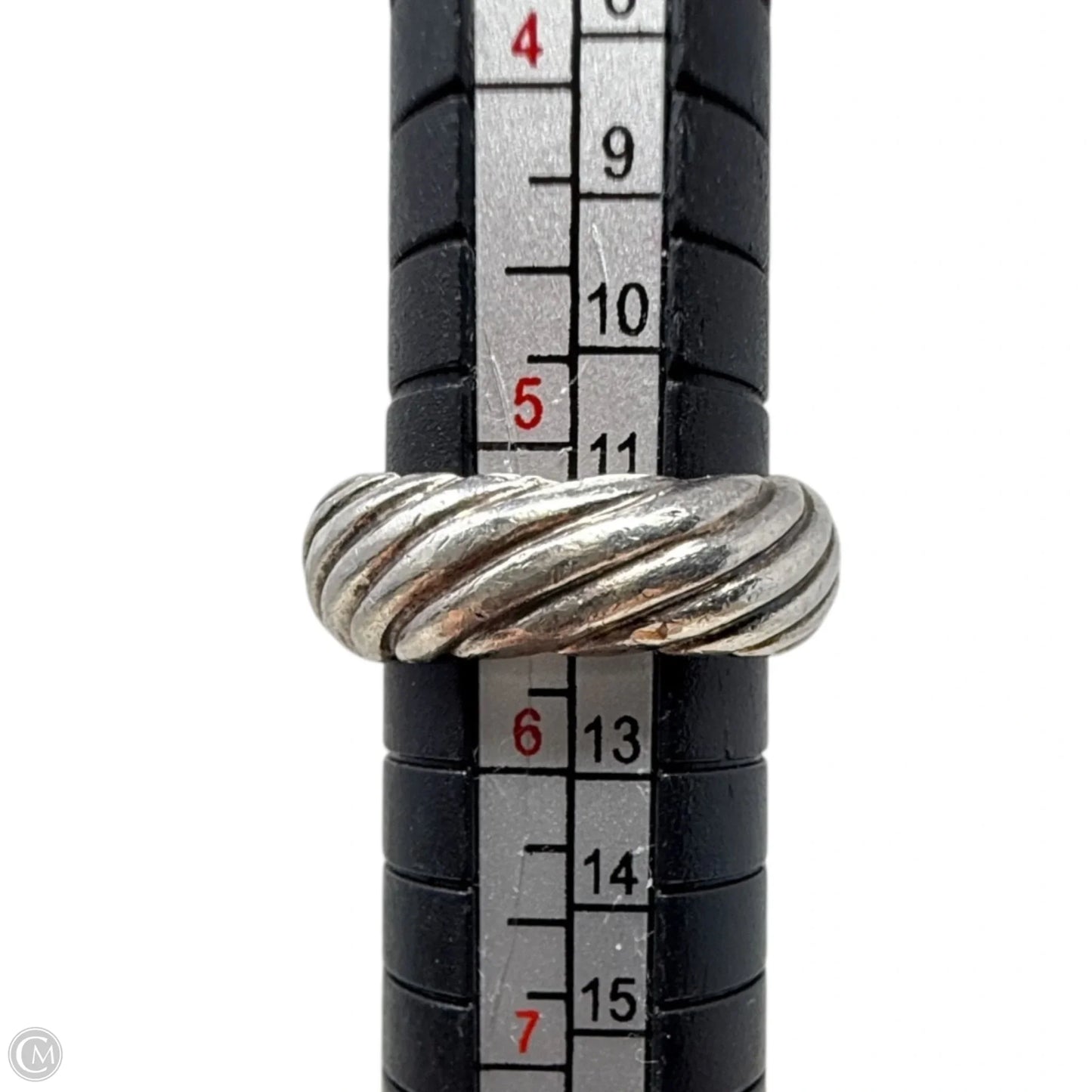 Sterling Silver Square Cubic Zirconia Cable Ring, Size: 5.5