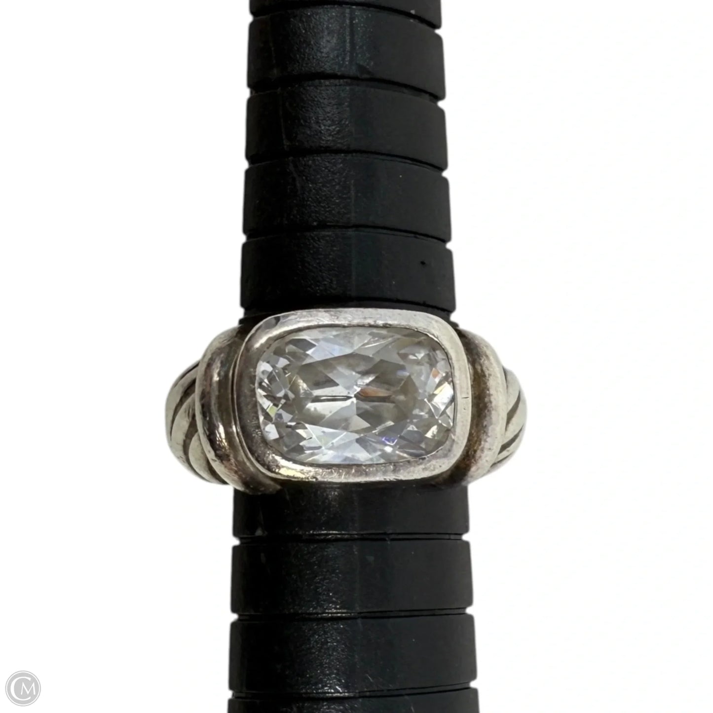 Sterling Silver Square Cubic Zirconia Cable Ring, Size: 5.5