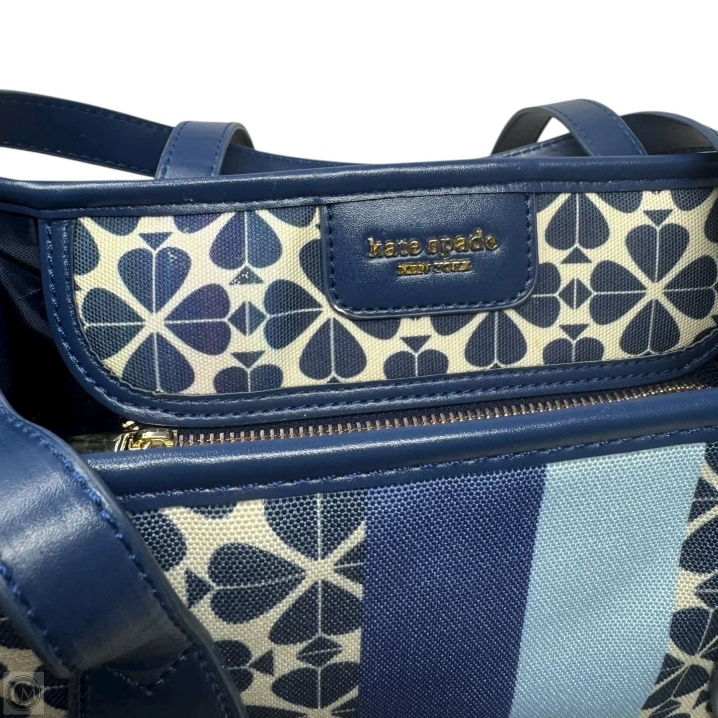 Spade Flower Jacquard Stripe Market Tote Designer By Kate Spade, Size: Medium