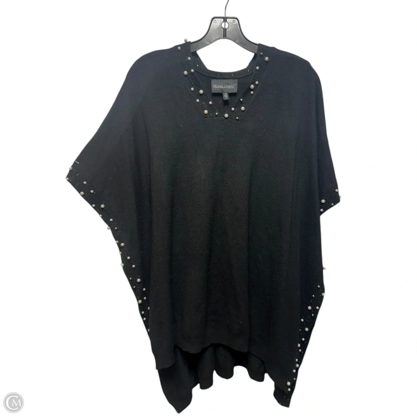 Pearl Embellished Poncho By Frank Lyman In Black, Size: S