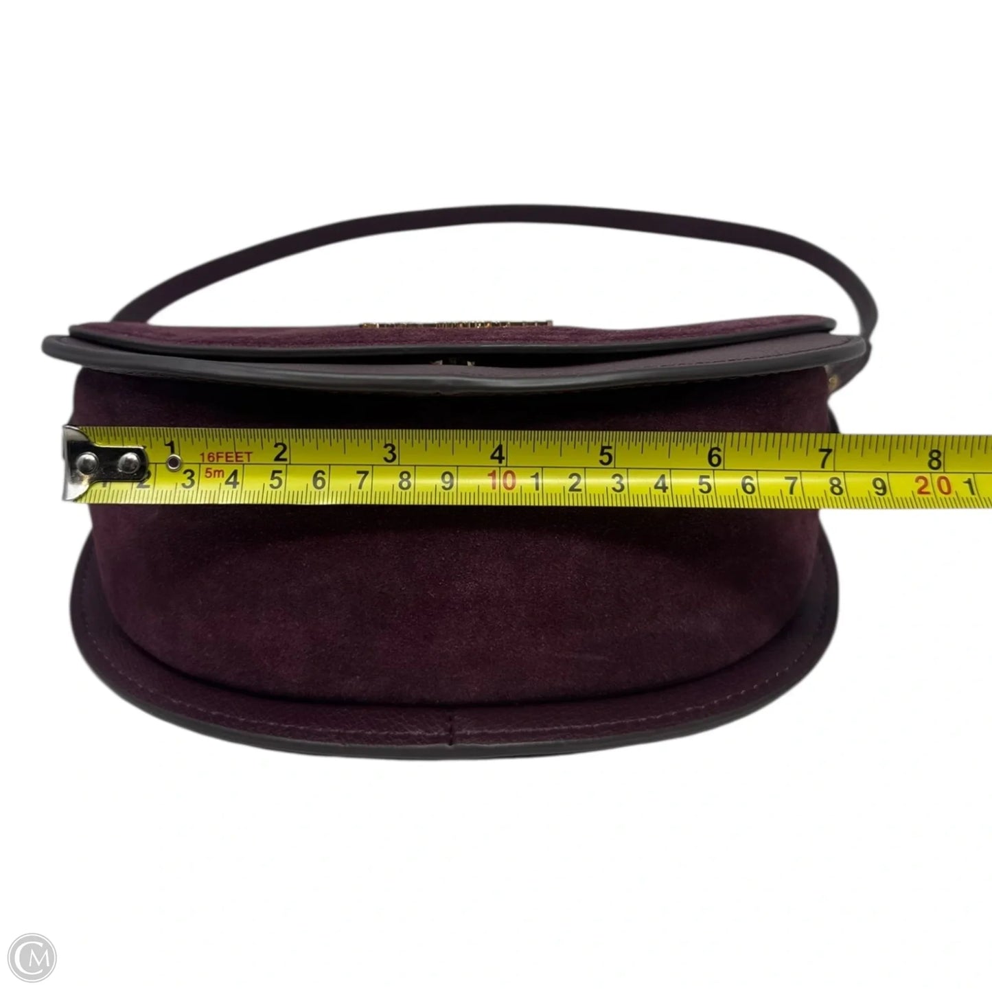 Suede Saddle Shoulder Handbag Designer By Karl Lagerfeld, Size: Small