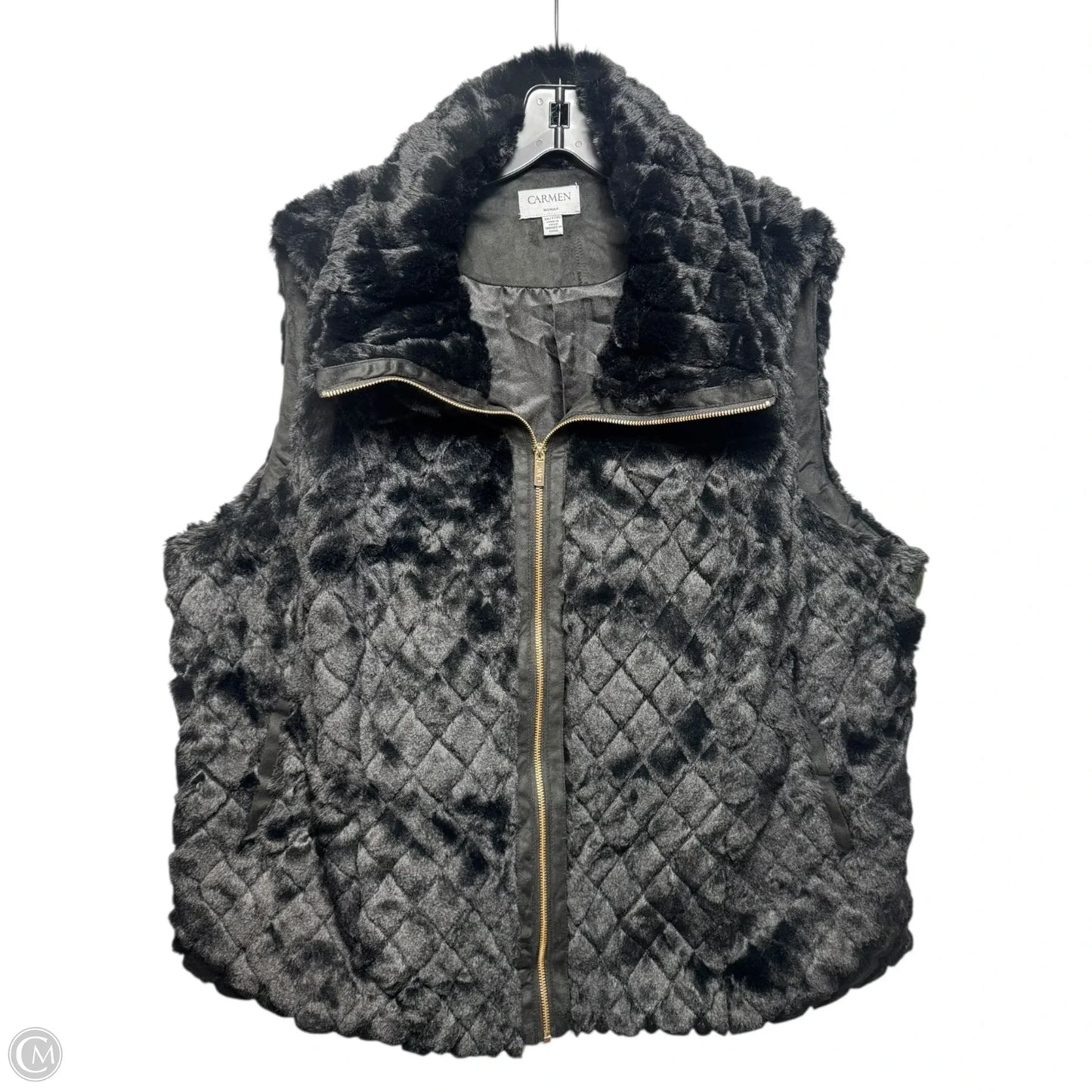Vest Faux Fur & Sherpa By Carmen By Carmen Marc Valvo In Black, Size: 3x