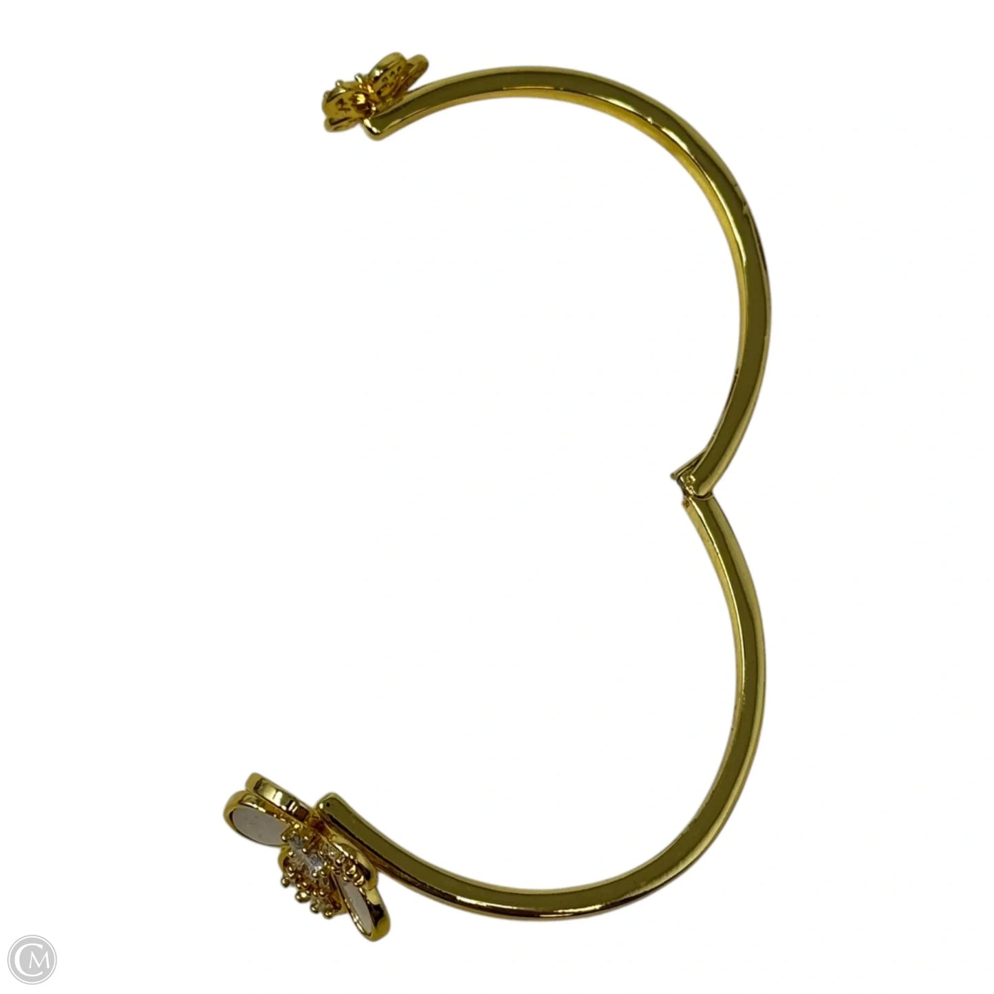 Floral Gold Tone Hinged Bracelet Cuff