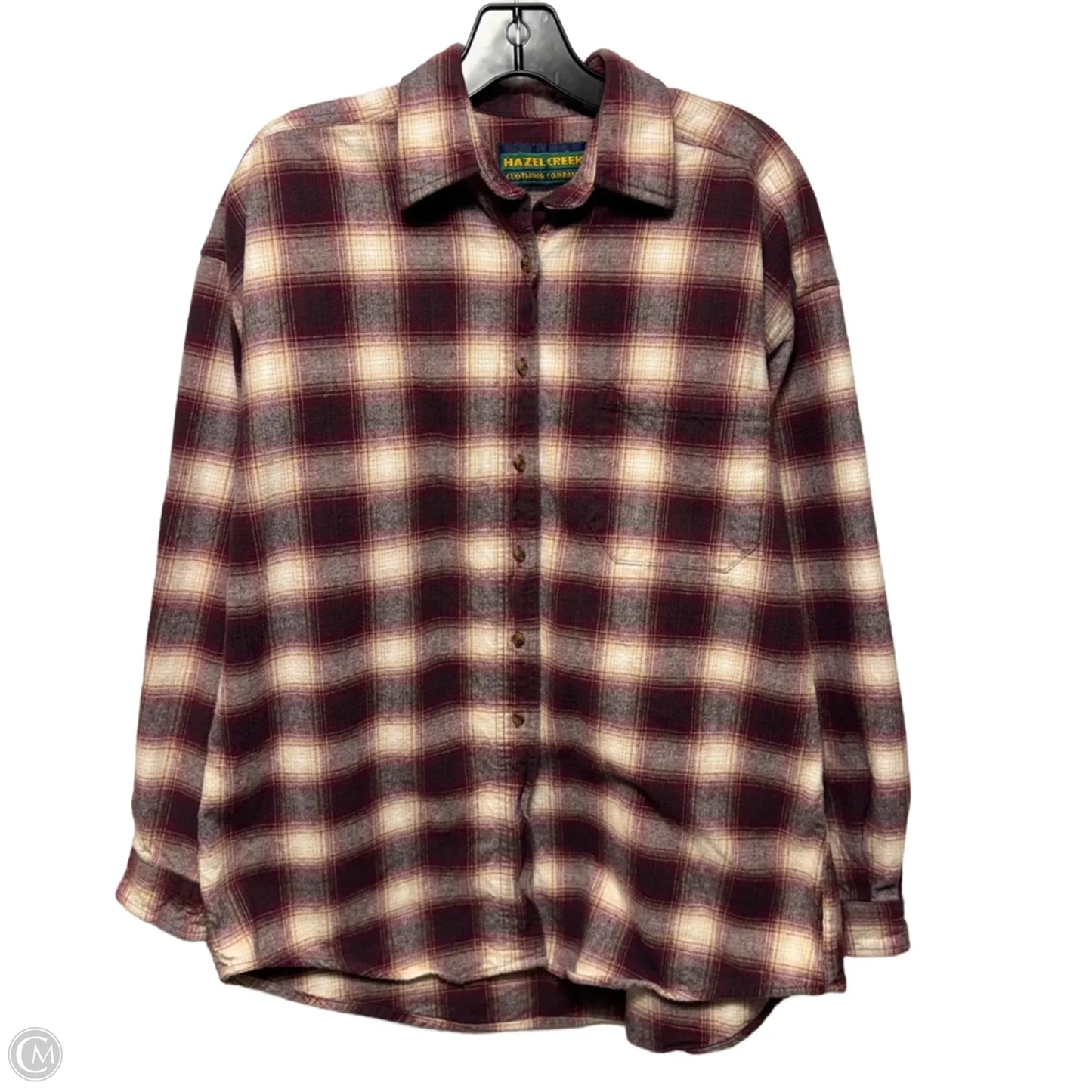 Top Long Sleeve By Hazel Creek In Plaid Pattern, Size: Xl