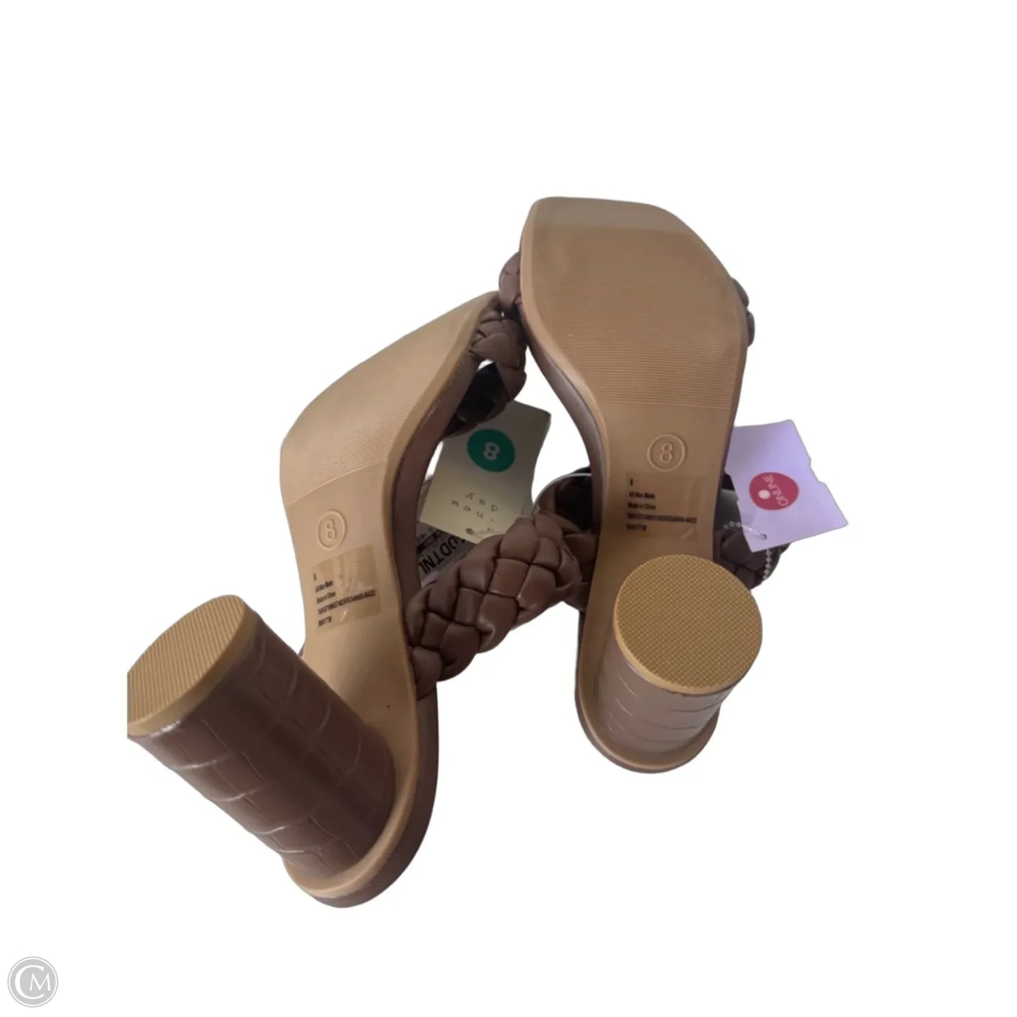 Sandals Heels Block By A New Day In Brown, Size: 8