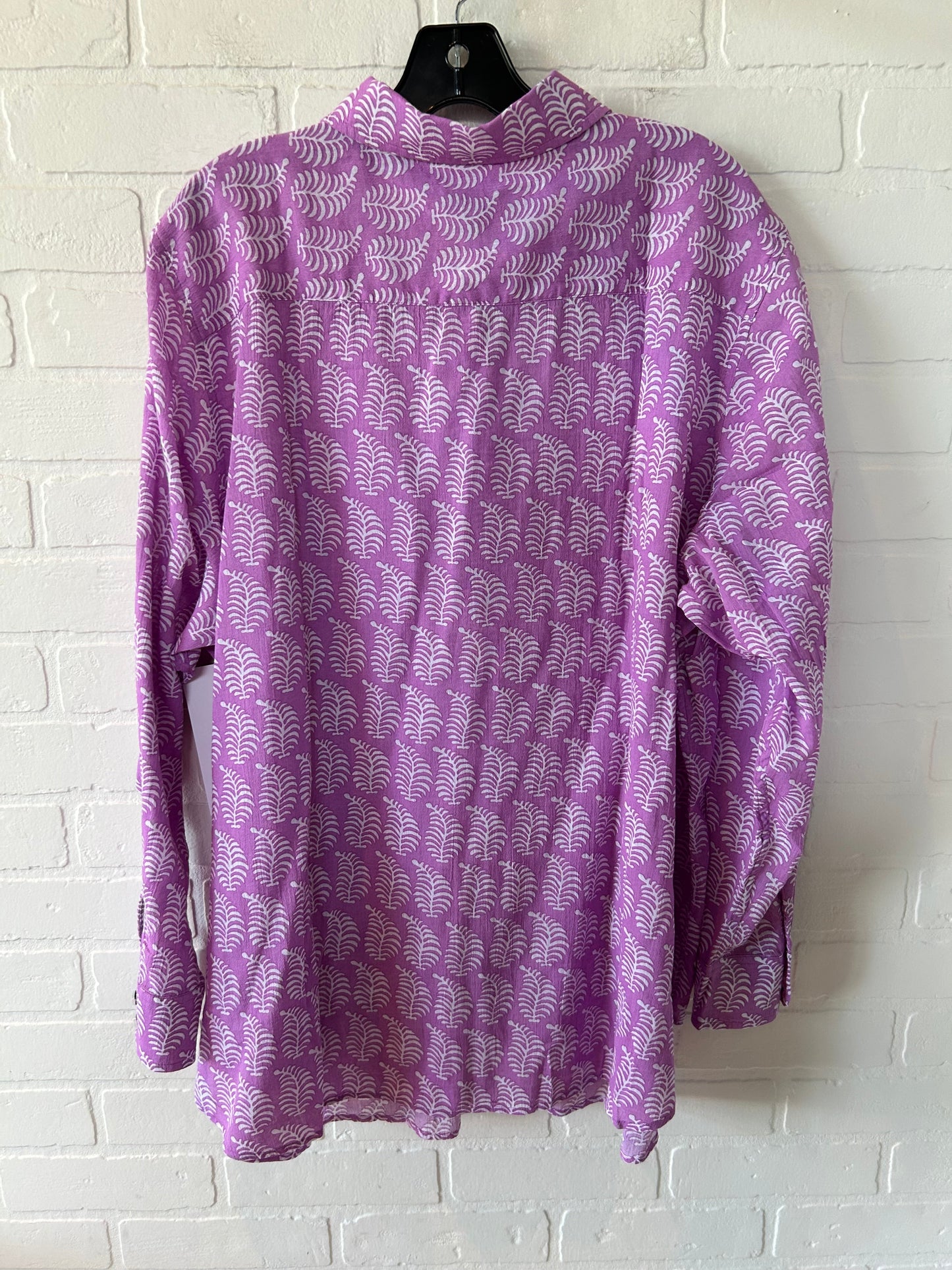 Purple & White Blouse Long Sleeve Talbots, Size 3x