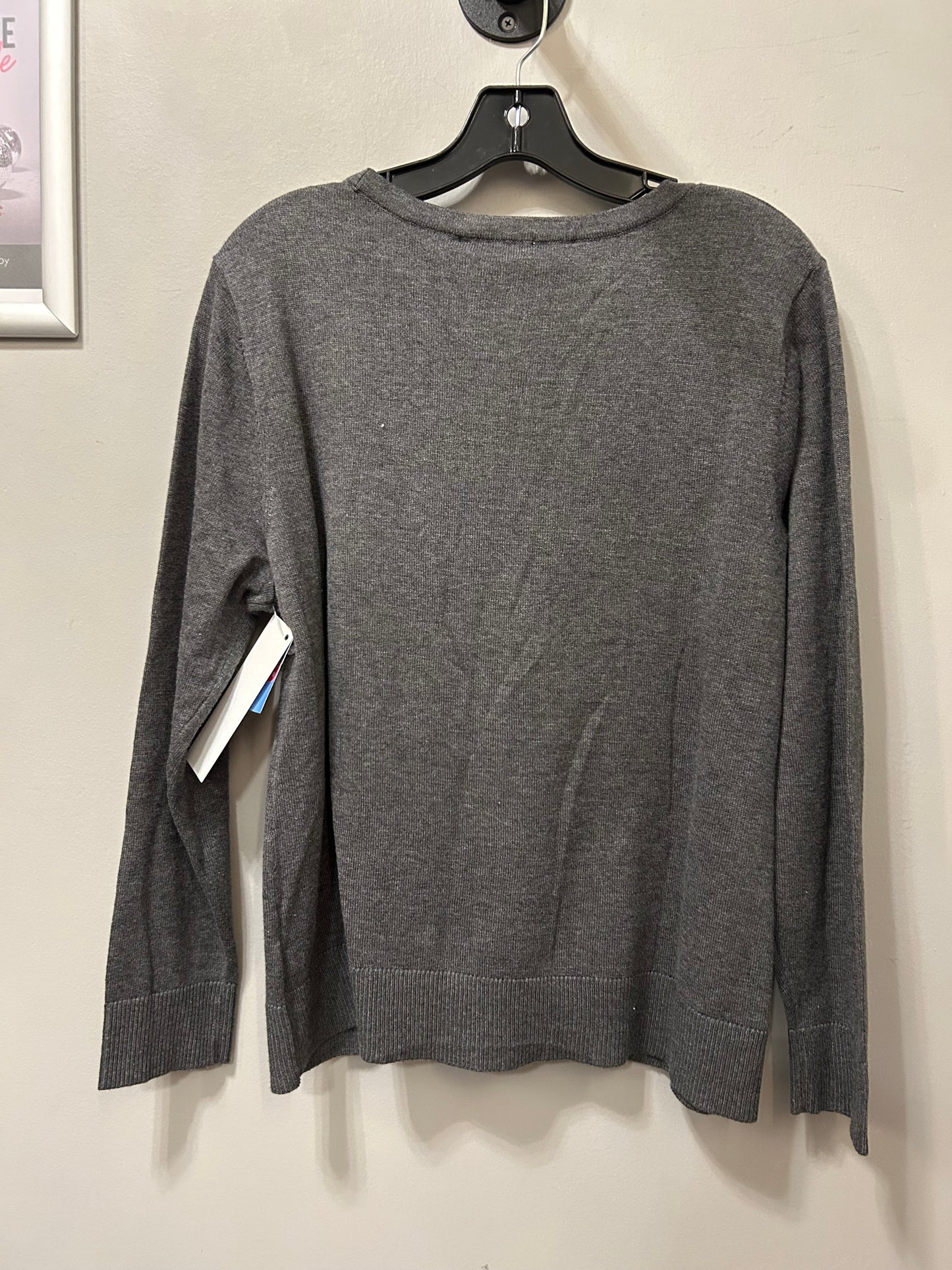Sweater Cardigan By Christopher And Banks In Grey & White, Size: Xlp