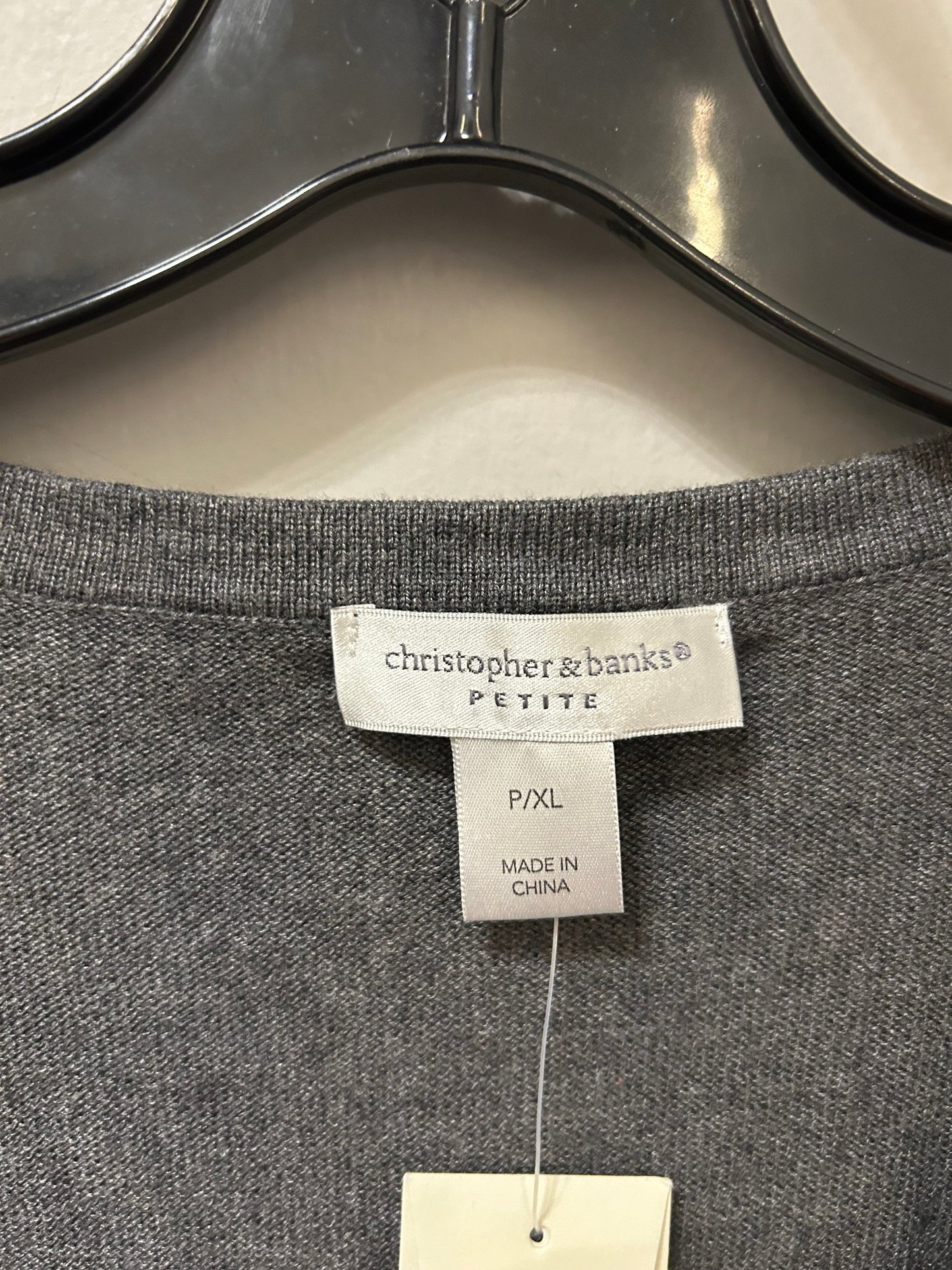 Sweater Cardigan By Christopher And Banks In Grey & White, Size: Xlp