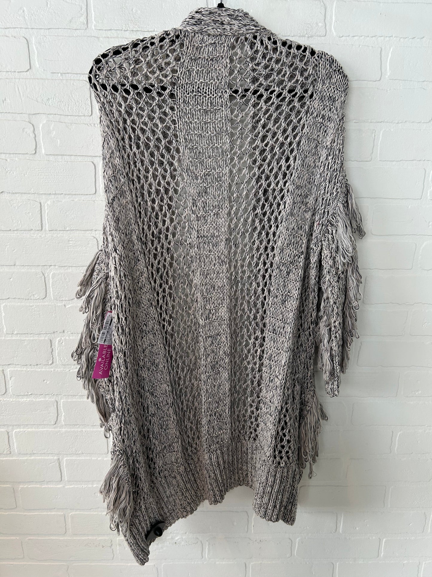 Sweater Cardigan By Laura Siegel In Cream & Grey, Size: Xs