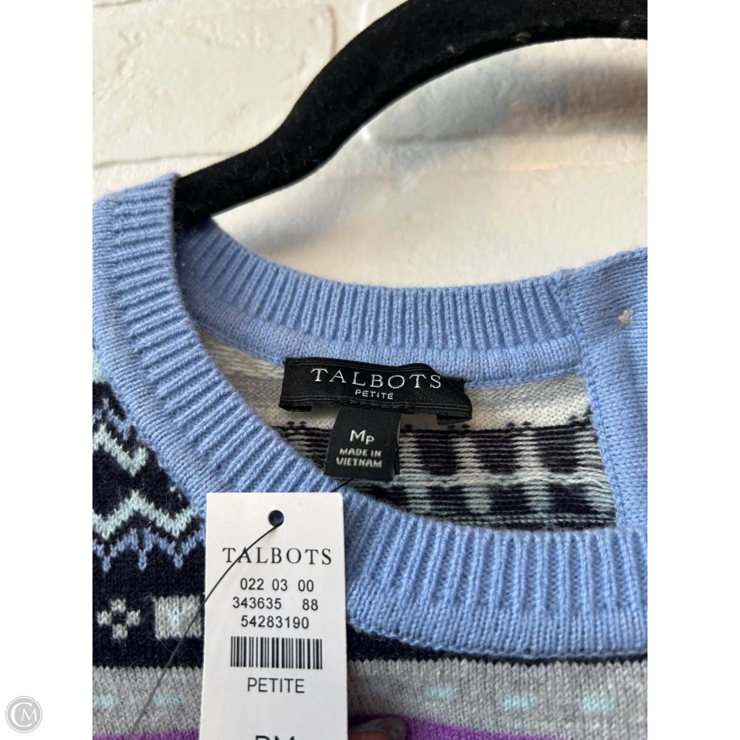 Sweater By Talbots In Blue & Grey, Size: Mp