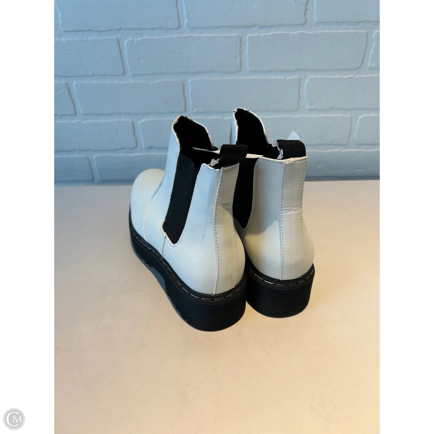 Boots Mid-calf Flats By STORY In Black & White, Size: 11