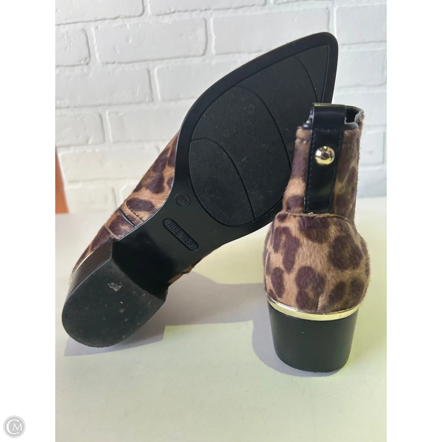 Boots Ankle Flats By Nine West In Animal Print, Size: 9