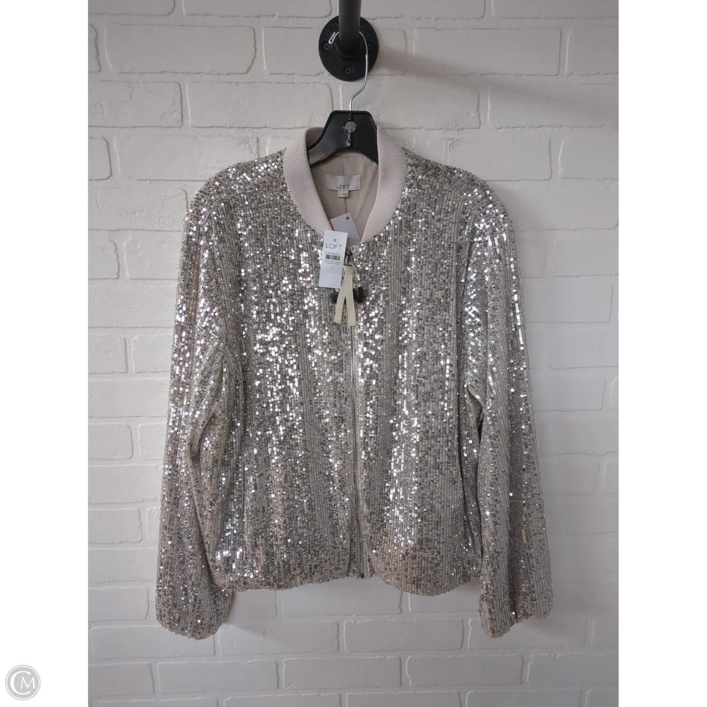 Jacket Other By Loft In Cream & Silver, Size: L