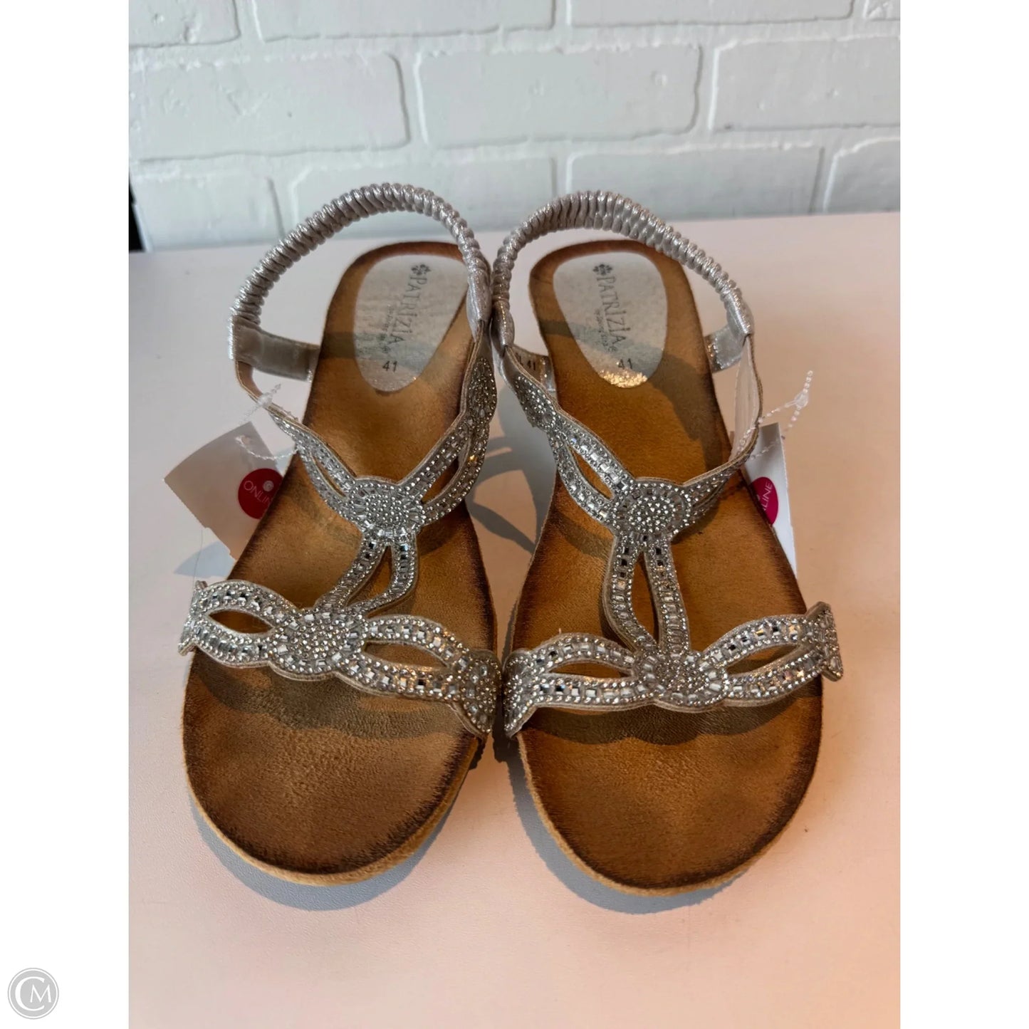 Sandals Heels Wedge By Spring Step In Silver, Size: 10