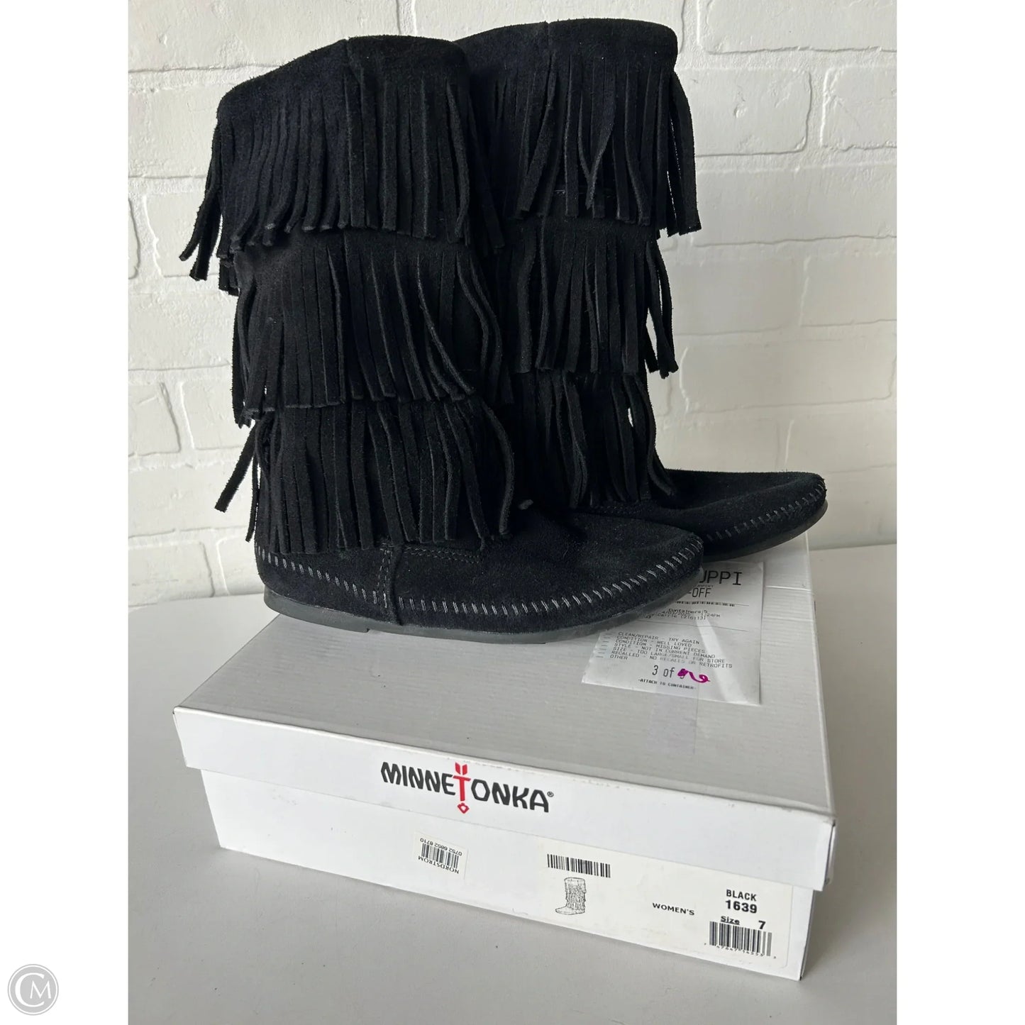 Boots Mid-calf Heels By Minnetonka In Black, Size: 7