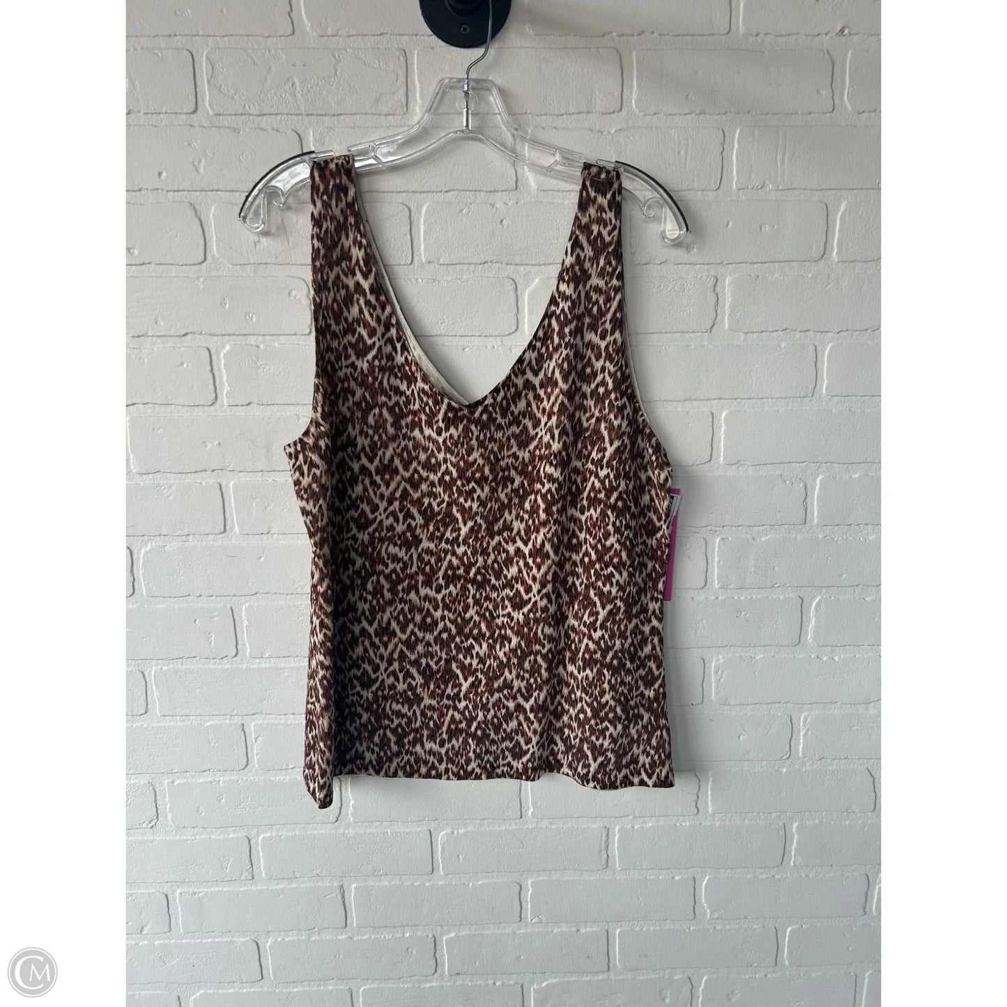 Top Sleeveless By Dana Buchman In Brown & Cream, Size: Xl