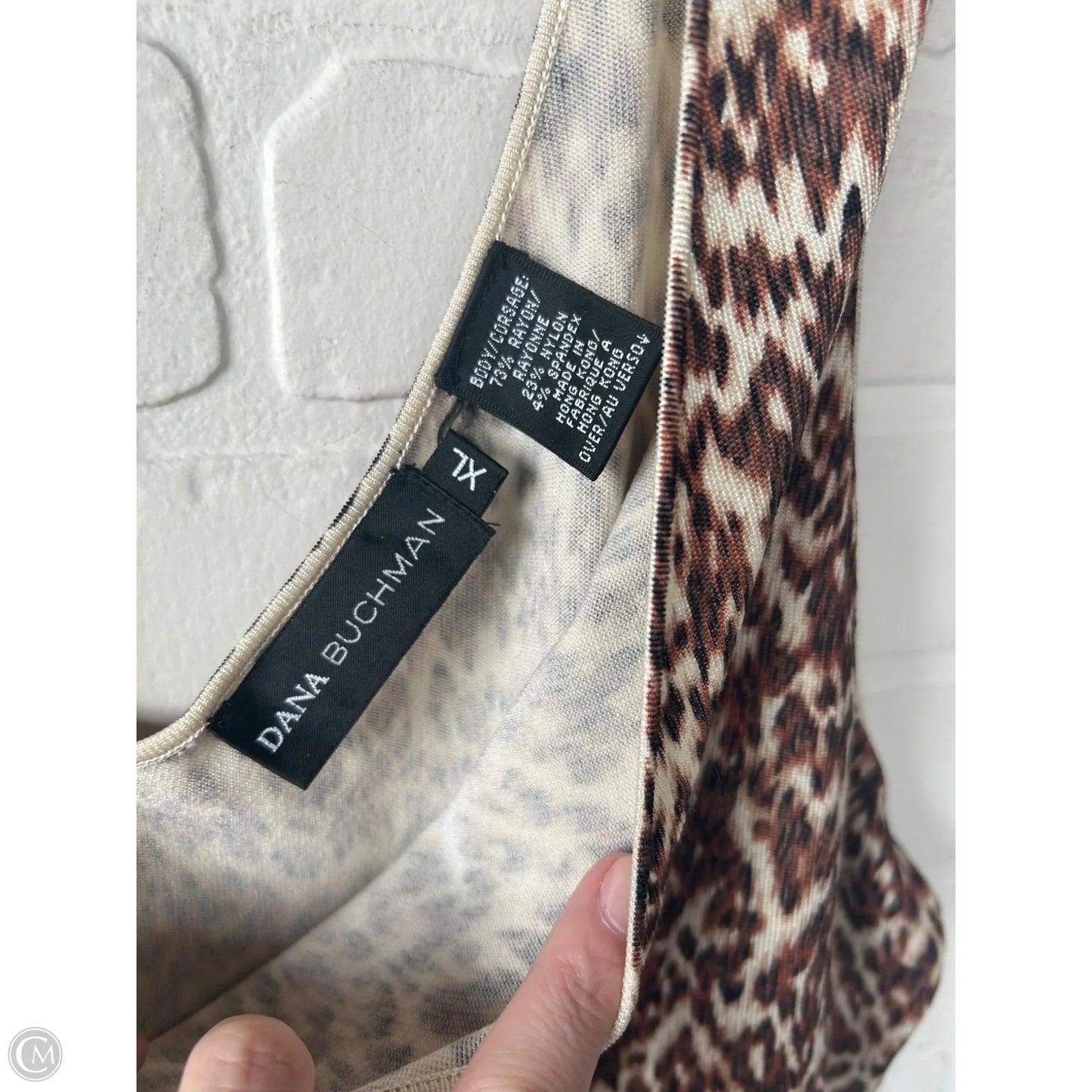 Top Sleeveless By Dana Buchman In Brown & Cream, Size: Xl
