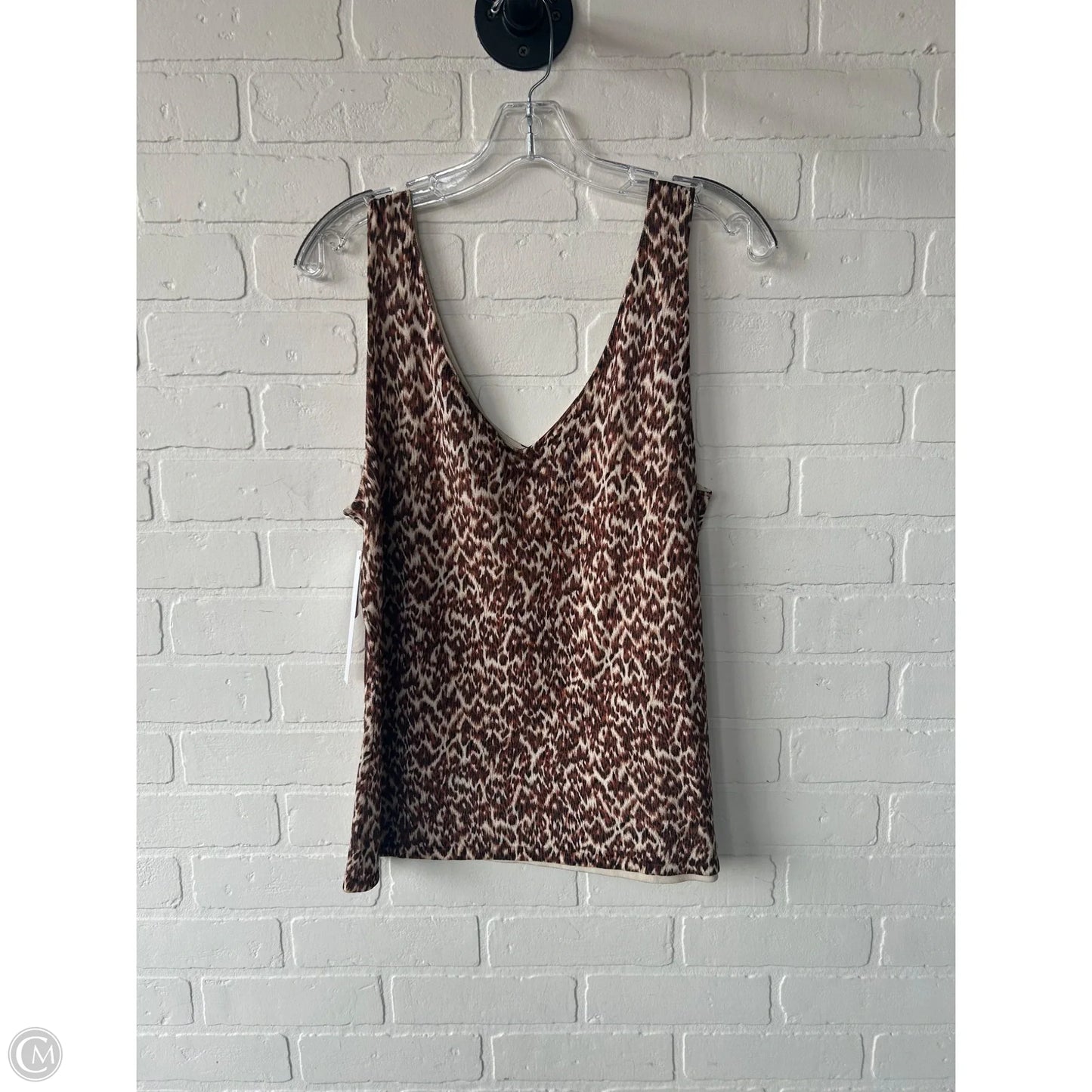 Top Sleeveless By Dana Buchman In Brown & Cream, Size: Xl