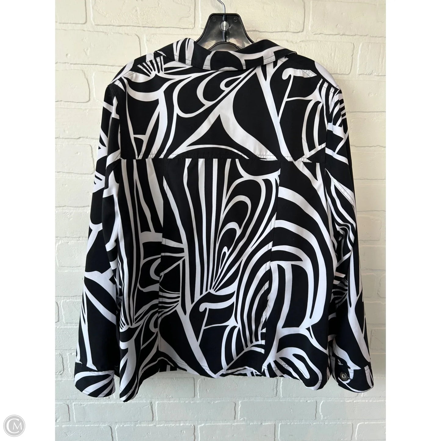 Jacket Shirt By Allison Daley In Black & White, Size: 1x