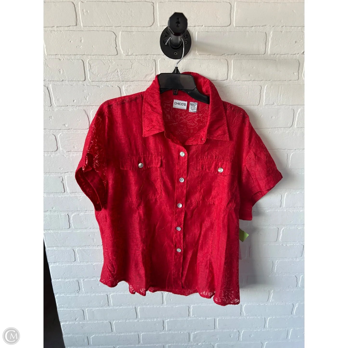 Top Short Sleeve By Chicos In Red, Size: Xl