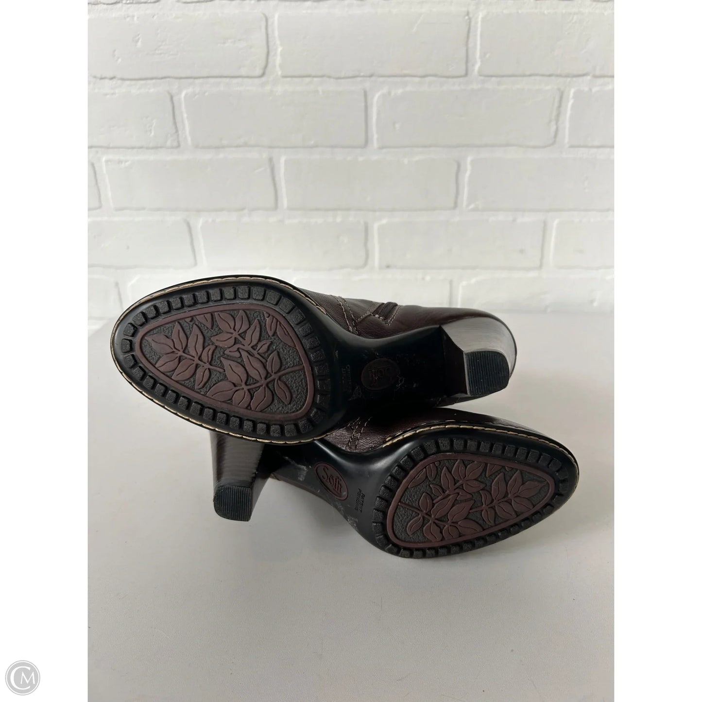 Boots Ankle Heels By Sofft In Brown, Size: 6