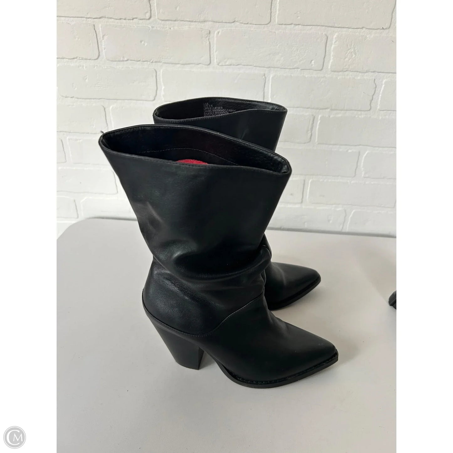Boots Mid-calf Heels By Clothes Mentor In Black & Blue, Size: 7.5