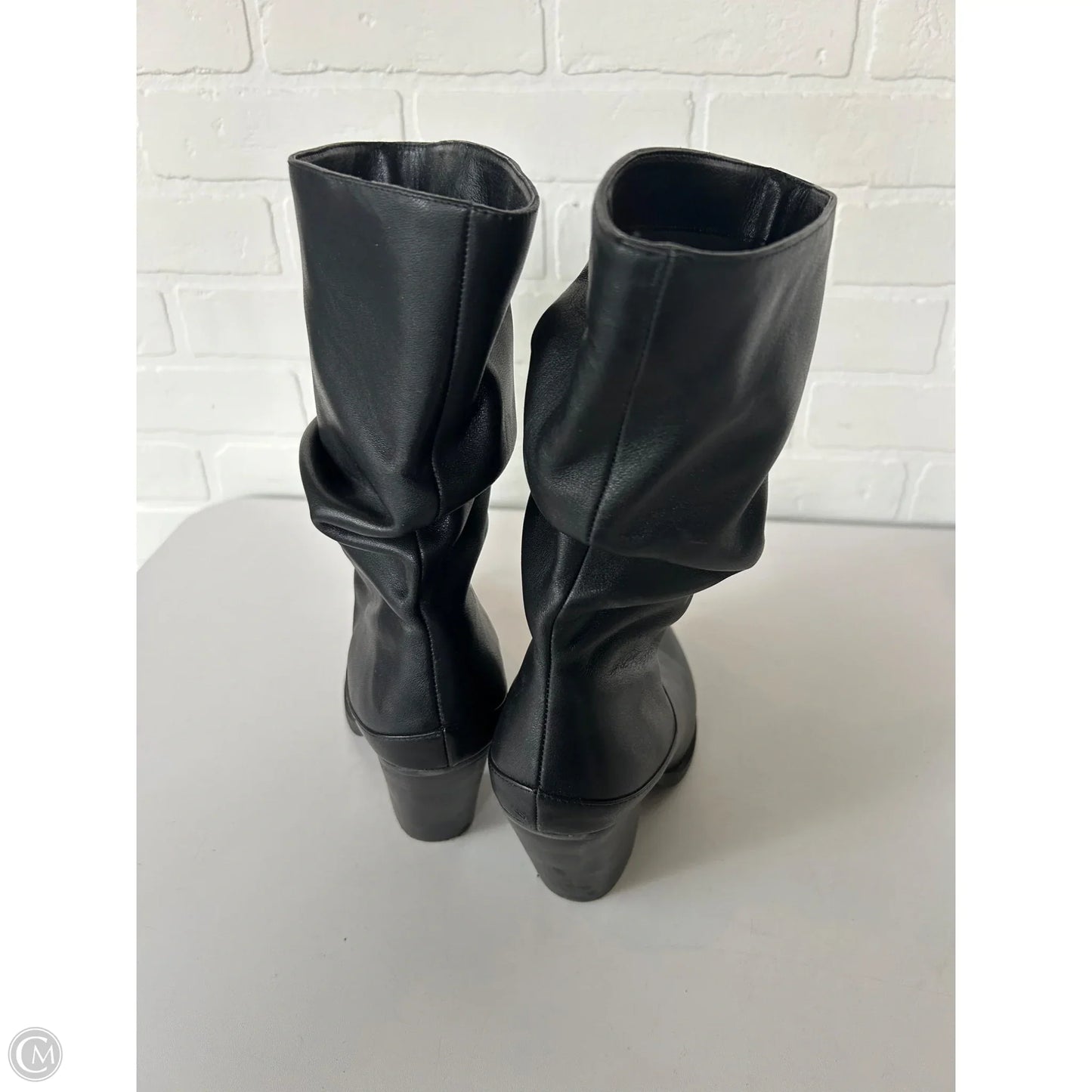 Boots Mid-calf Heels By Clothes Mentor In Black & Blue, Size: 7.5