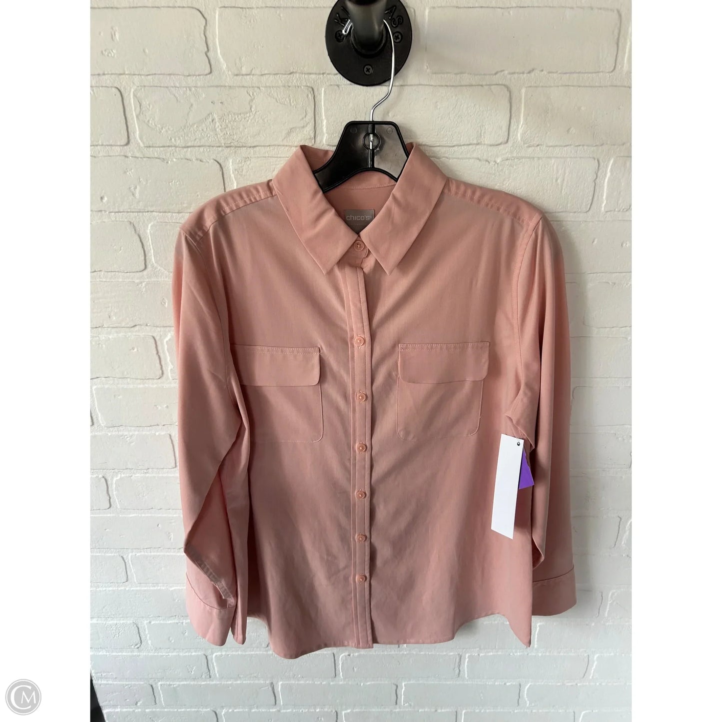 Top Long Sleeve By Chicos In Peach, Size: Mp
