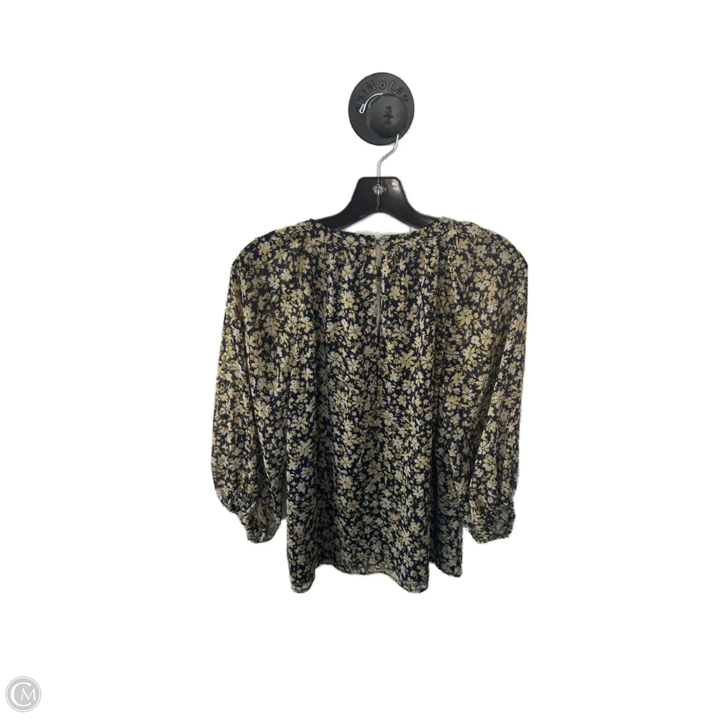 Top 3/4 Sleeve By Vince Camuto In Blue & Yellow, Size: Xs