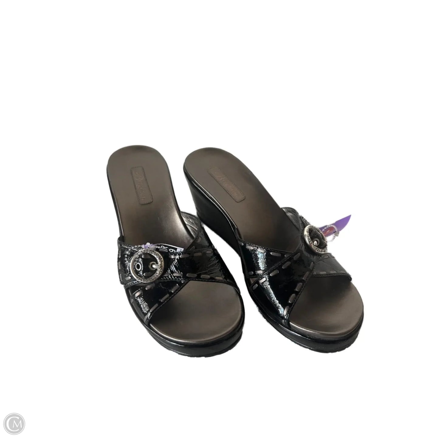 Sandals Heels Wedge By Brighton In Black & Grey, Size: 9