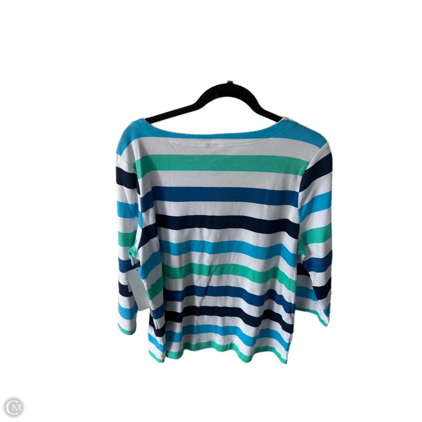 Top 3/4 Sleeve By Croft And Barrow In Blue & White, Size: Xxl