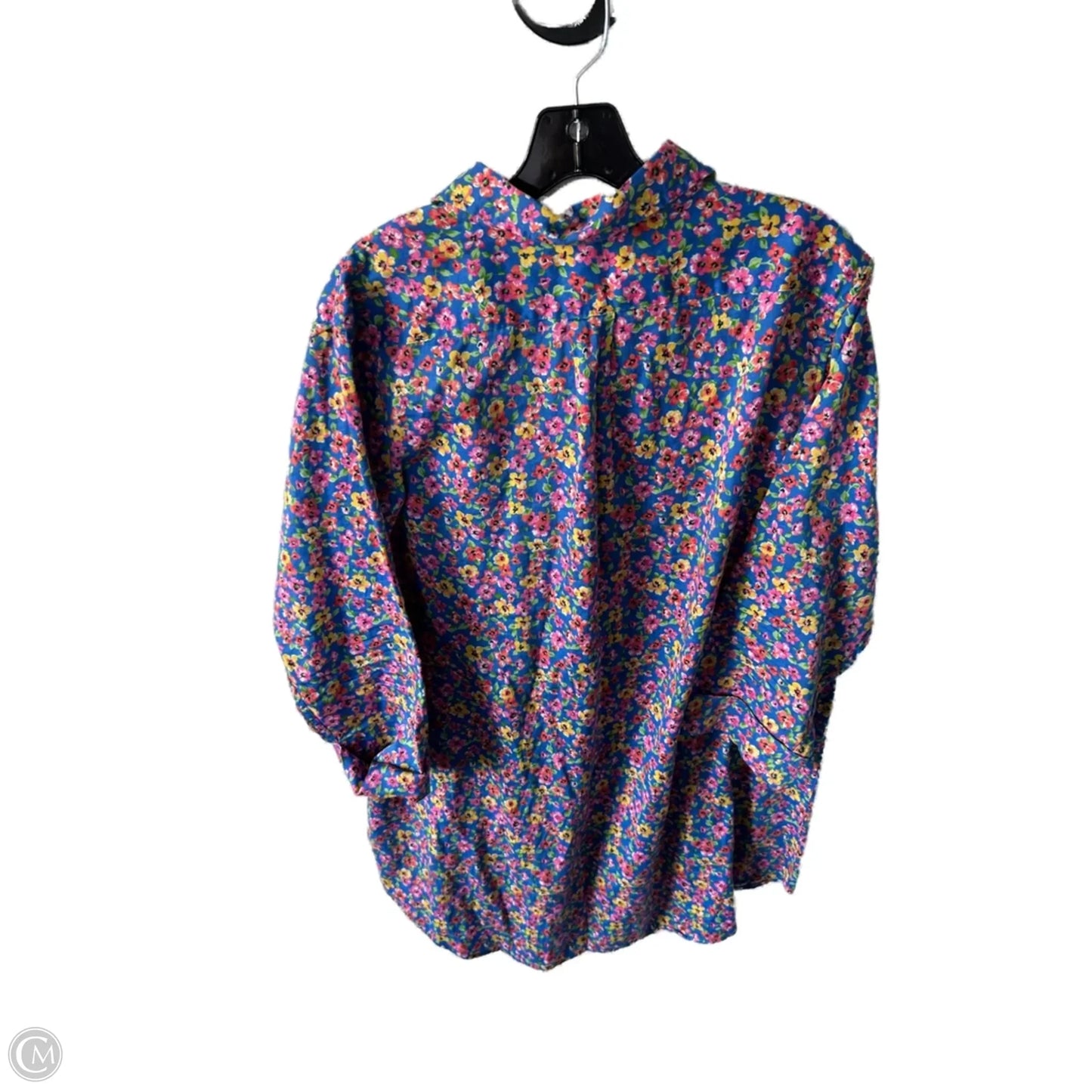 Tunic Long Sleeve By Lauren By Ralph Lauren In Blue & Pink, Size: L