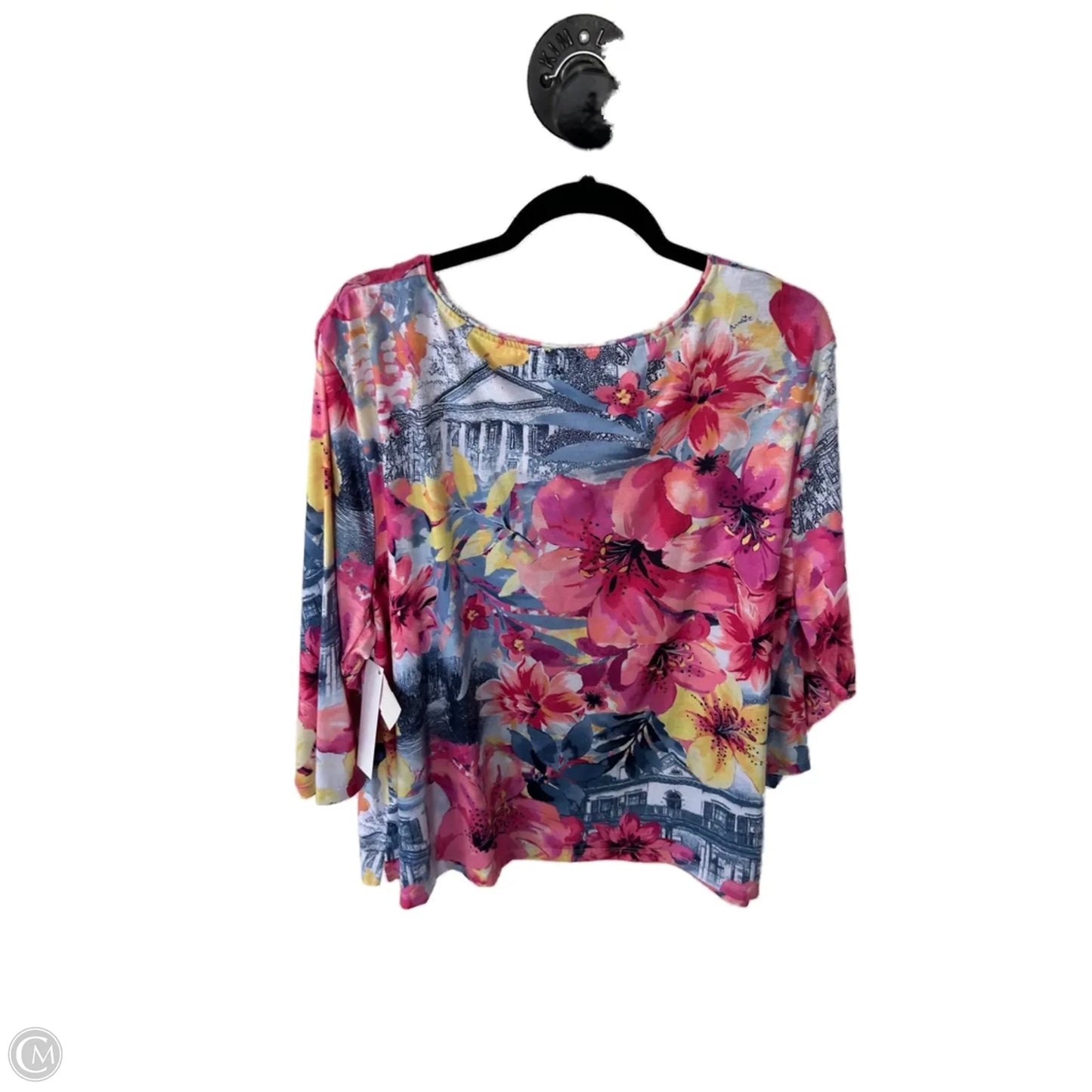 Top 3/4 Sleeve By Allison Daley In Blue & Pink, Size: 3x