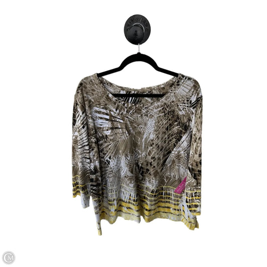 Top Short Sleeve By Allison Daley In Brown & White, Size: 3x