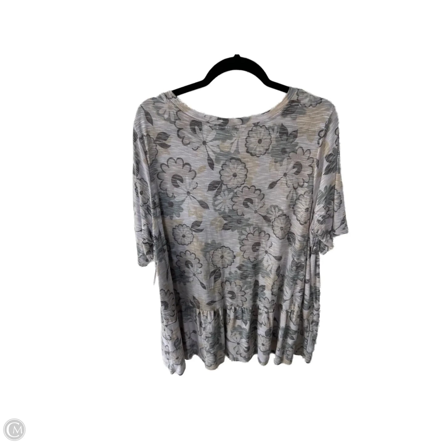 Top Short Sleeve By Logo In Green & Grey, Size: 2x