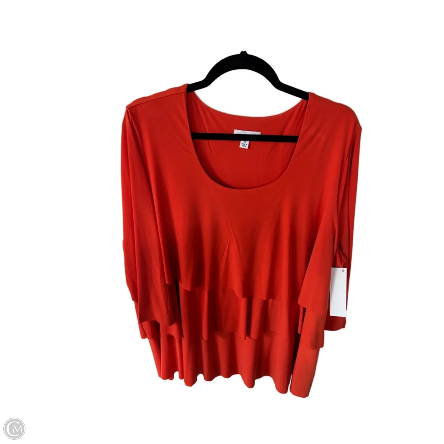 Tunic 3/4 Sleeve By Susan Graver In Orange, Size: 2x